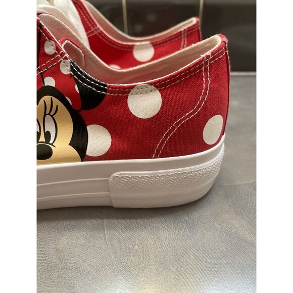 Disney Minnie Mouse Shoes Womens Size 11 Red White Polka Dot Canvas Converse Sty - Picture 6 of 13